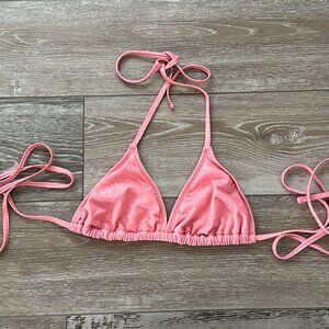 Wild Fable Swimwear Sz M Sparkly Metallic Pink Bikini Top  Glam!